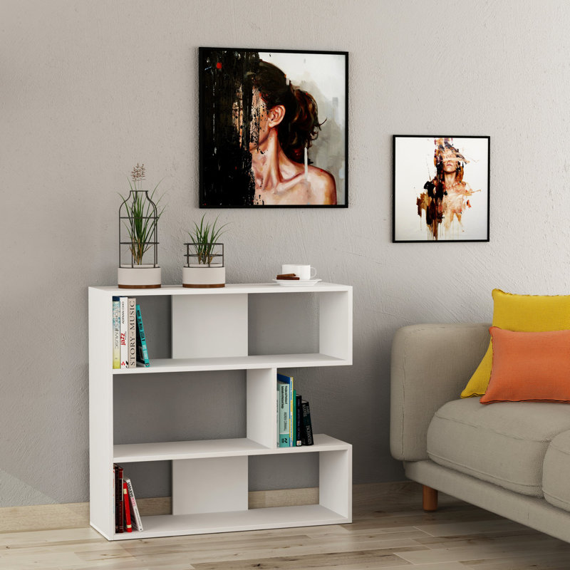 Bibliothèque géométrique H 35 "x l 37", Blanc