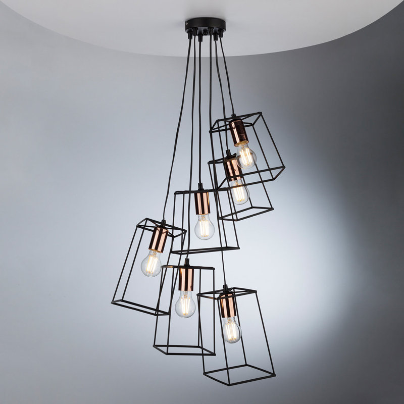 Leyva 6 - Light Black Cluster Pendant, Copper