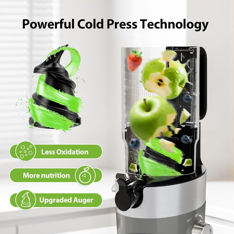 Aeitto Juicer Machines, 4.9" Extra Large Feed Chute for Whole Fruits and Vegetables, Silver