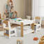 Ensemble de table de jeu et 2 chaises en bois pour enfants avec 7 compartiments de rangement