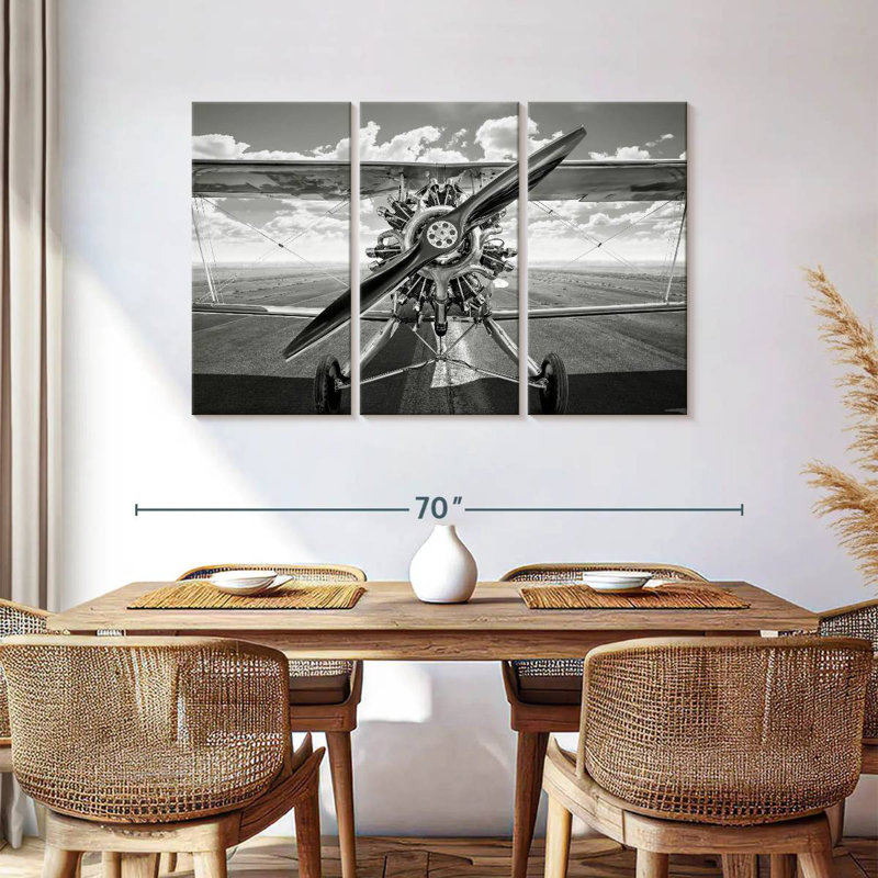Mehar Vintage Chrome Airplane, 36" H x 57" W