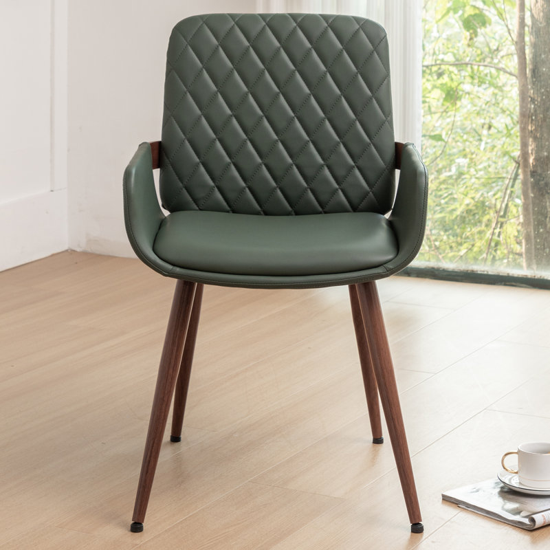 Home Office Chair - Upholstered Faux Leather Back Desk Chair, Ergonomic Executive Chair with Lumbar Support, Green 