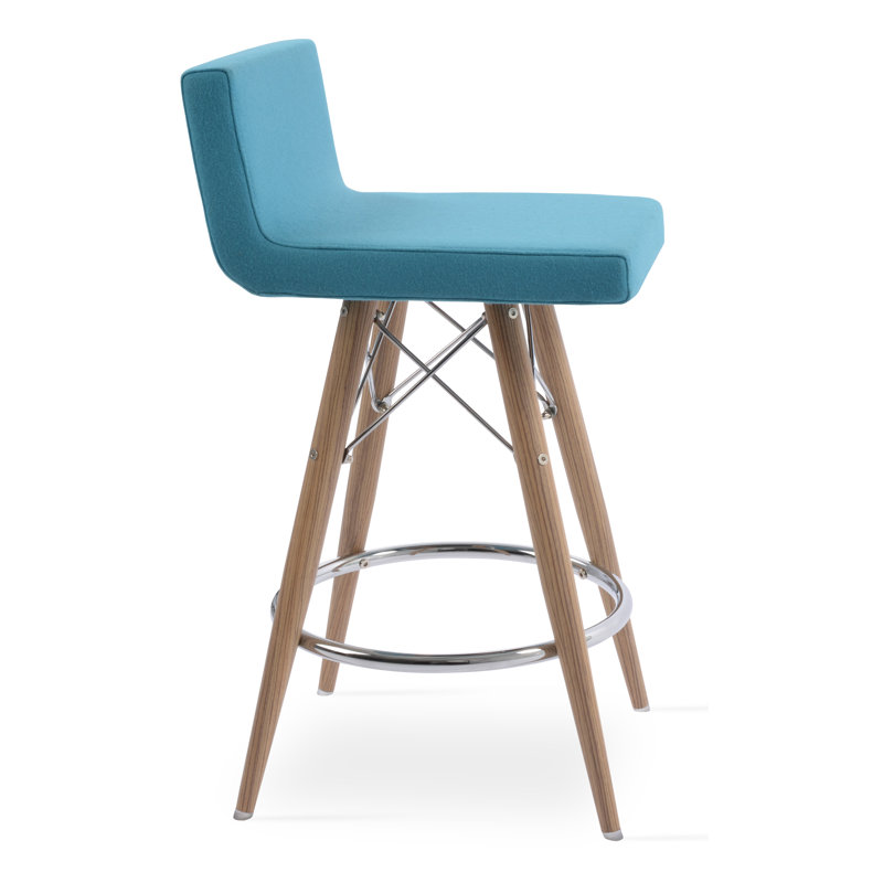 Upholstered Counter Stool with Iron Frame