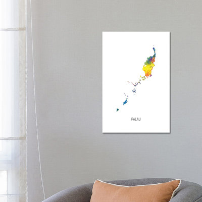 Palau Map by Michael Tompsett - Wrapped Canvas Print
