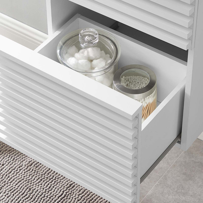 Base de meuble-lavabo mural simple 18 po Render, Blanc