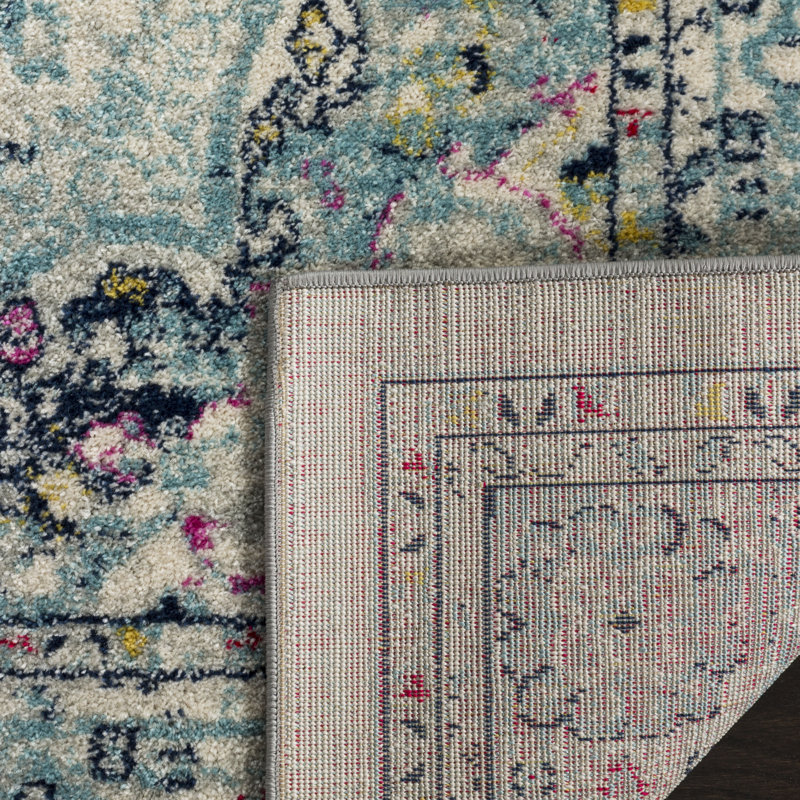 Christa Southwestern Light Gray/Fuchsia Area Rug, Square 6'7"