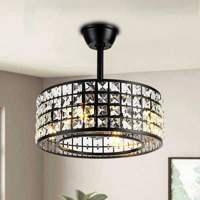 18-Inch Modern Glam Crystal Ceiling Fan with Light – 3-Speed Luxury Home Decor 