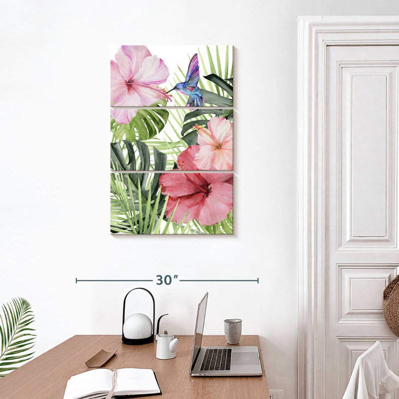 Hibiscus et colibri Harnek I, H 32 po x l 20 po