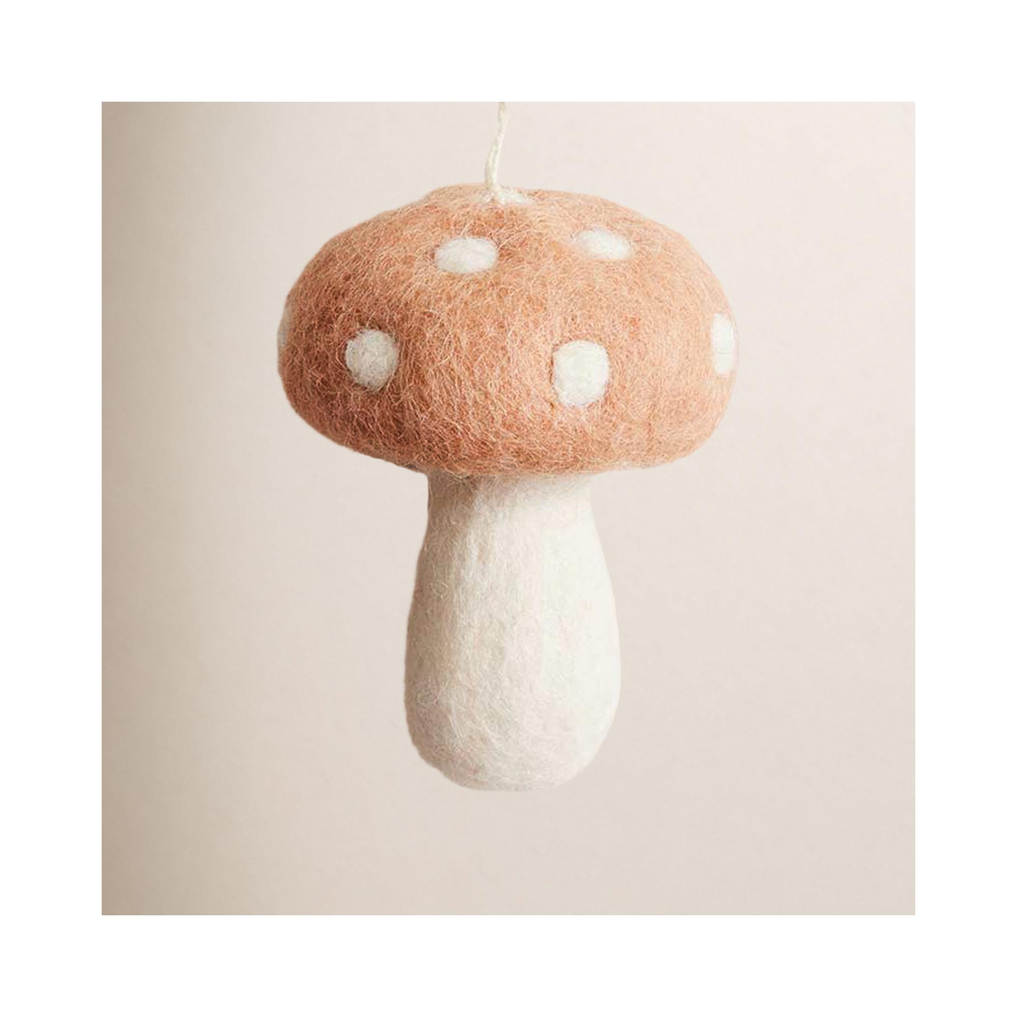 Felted Mushroom Ornament, 3.5" H x 2.5" W x 2.5" D, Blush