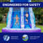 Toboggan aquatique gonflable Herokiddo Ocean Wave de 7,6 m (25 pi) de qualité commerciale avec piscine intégrée et système de drainage pour enfants et adultes (avec souffleur), pour l'intérieur et l'extérieur, les fêtes d'anniversaire, la location, grand format, toutes saisons