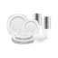 Service de table jetable rond en plastique blanc et argenté - 60 couverts
