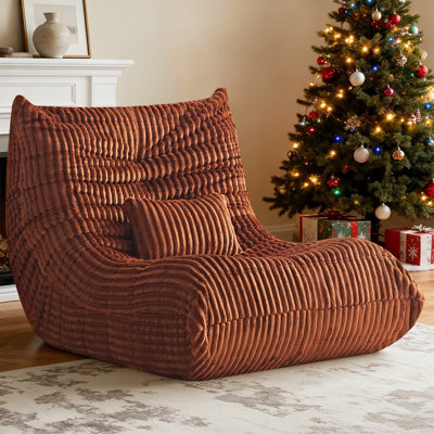 Fauteuil à billes pour adultes avec coussin de soutien lombaire Canapé à billes géant en mousse à mémoire de forme avec velours côtelé