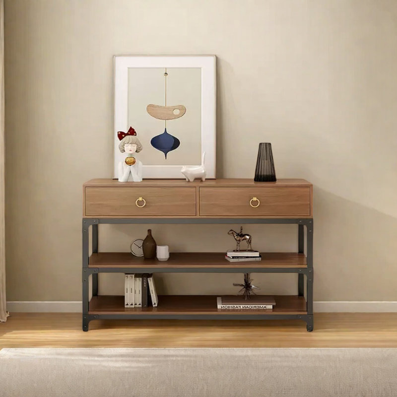 Industrial Style Console Table with Drawers, 33.46" H x 43.31" W x 15.75" D