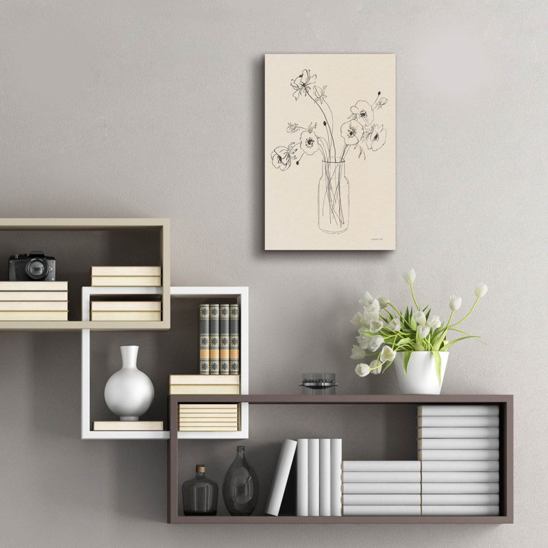 «Sketches Of Spring 1 Beige» par Danhui Nai, art mural en verre acrylique, H 24 po x l 16 po x P 0,2 po