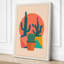 Potted Saguaro in Teal Geometric - Wrapped Canvas-440788799-440788795
