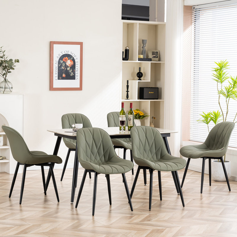 Chaise d'appoint rembourrée en similicuir Chardee, Vert olive