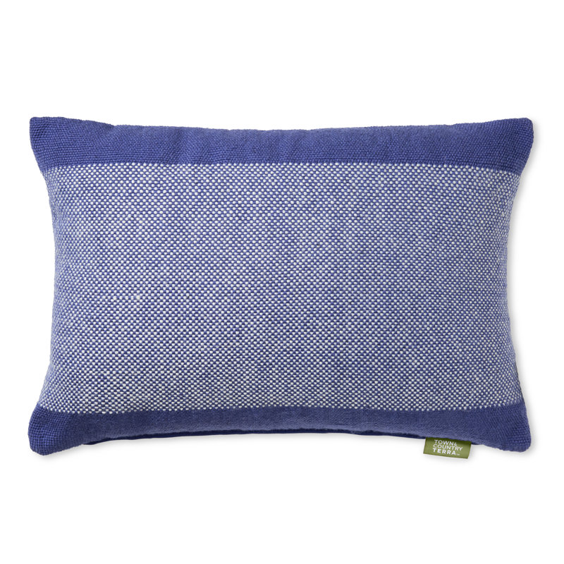 TOWN & COUNTRY TERRA Alara Solid Border Indoor Outdoor Decorative Pillow, Blue/Ivory, Square 20"H x 20"W