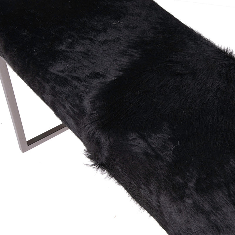 Banc rembourré en cuir de vache, Argent argent