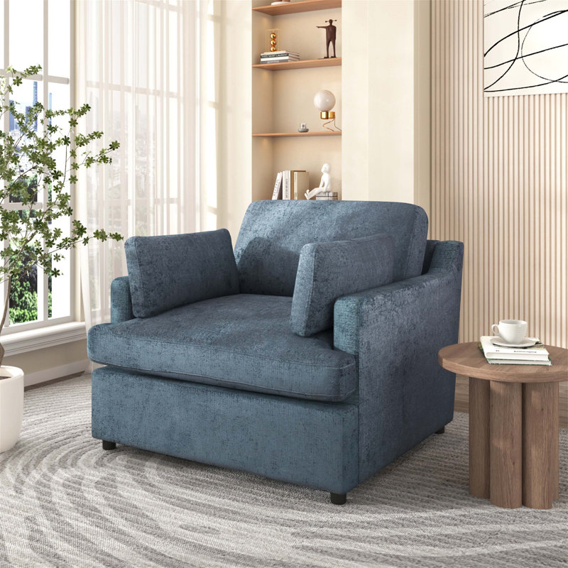 Fauteuil d'appoint surdimensionné confortable avec coussins d'accoudoirs moelleux, style neutre polyvalent, design élégant et structure durable pour se détendre