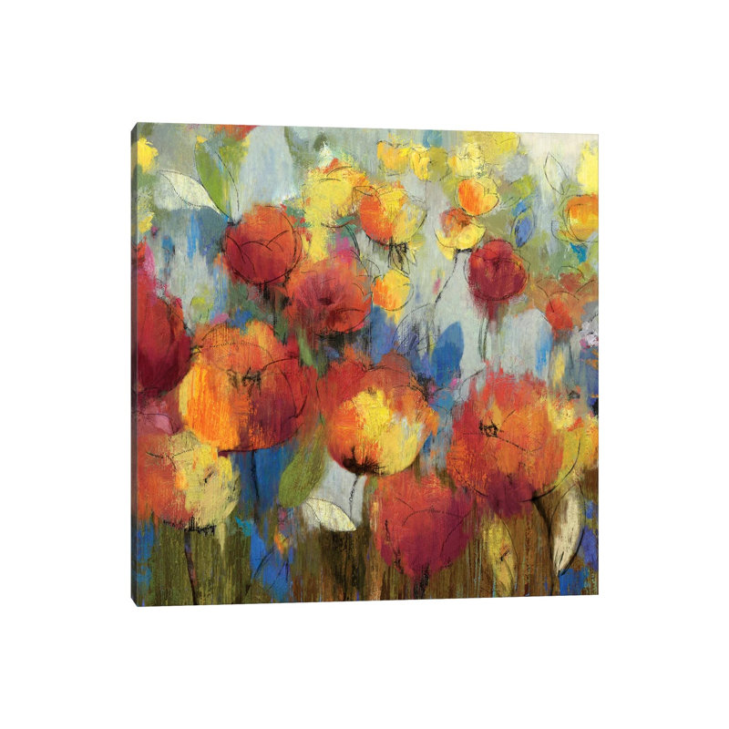 Meadow Flowers by Asia Jensen - Wrapped Canvas Painting, 45.72 cm H x 45.72 cm W x 3.175 cm D