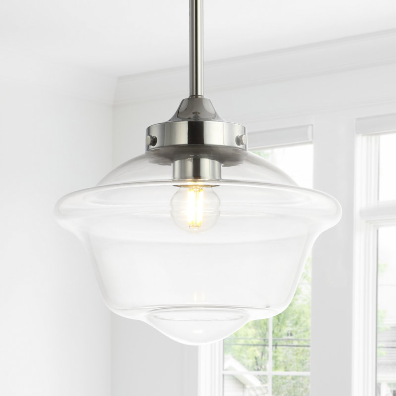 Luminaire suspendu simple à 1 lumière Gallucci, Chrome, Transparent, H 11 po x l 9,5 po x P 9,5 po