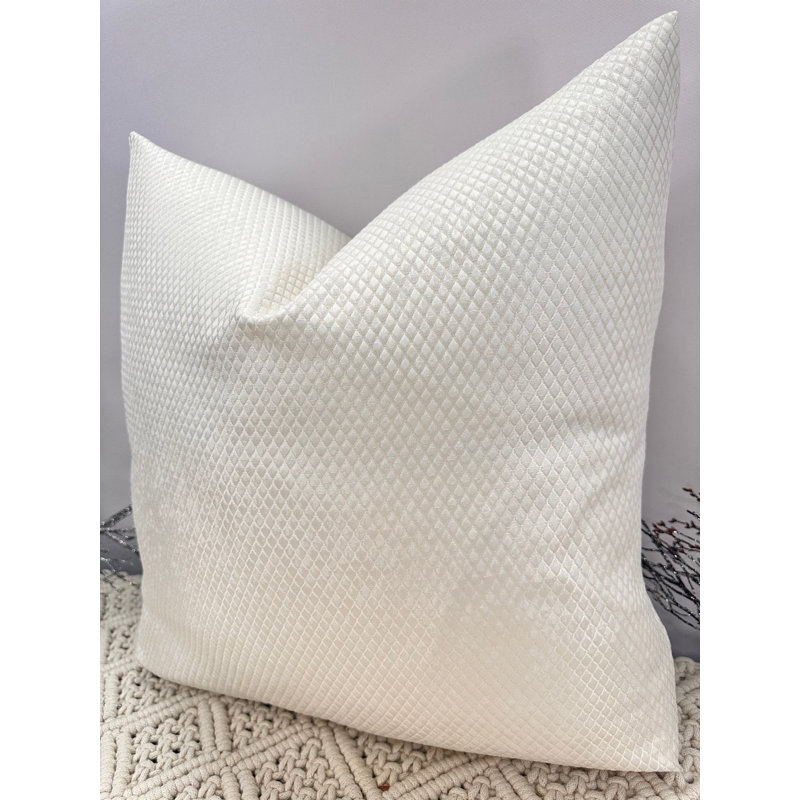 Abstract Silver Square Throw Pillow Cover, Ivory