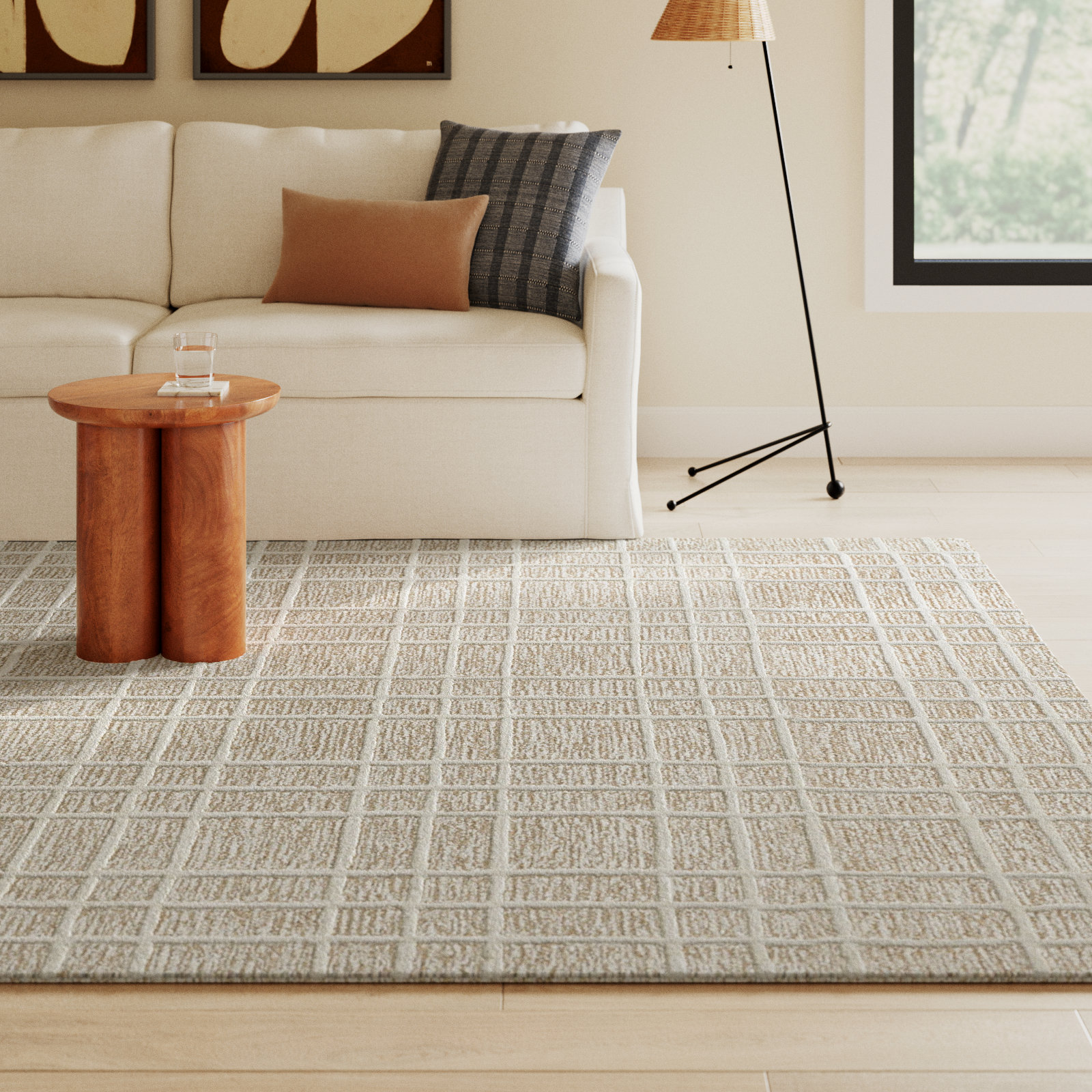 Alec Brown Hand-Tufted Geometric Wool Rug, Rectangle 9'9" x 13'9"