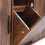 Îlot de cuisine mobile avec poubelle intégrée, abattant rabattable, étagère réglable, porte-épices, placard de luxe au fini noyer et étagère à serviettes - Brun