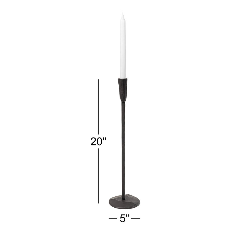 Bougeoir de table en métal Diaz, Noir, H 20 po x l 5 po x P 5 po