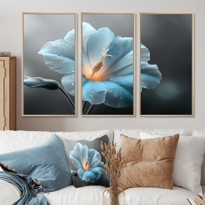 «Blue Crystal Morning Glory Flowers Photo I - Morning Glory», ensemble d'art mural