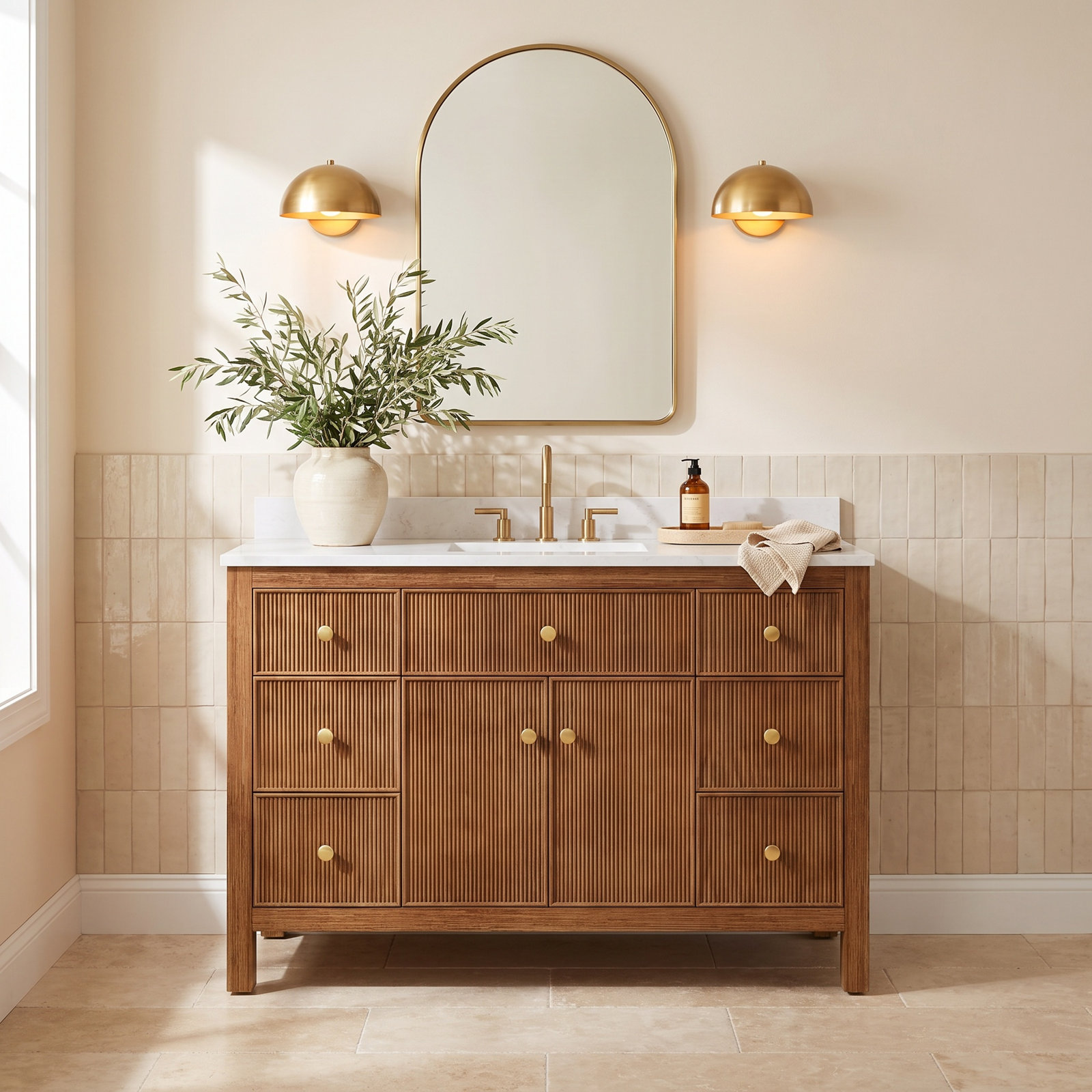 Dee 48" Single Bathroom Vanity, Brown/Gold
