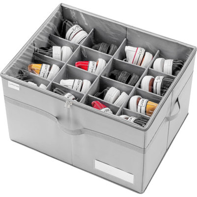 Shoe Organiser For Closet, Fits 16 Pairs, Large Shoe Box Storage Containers, Clear Foldable Shoe Storage Bins W/Bottom Support, Space Saving Shoes Holder W/Reinforced Handles