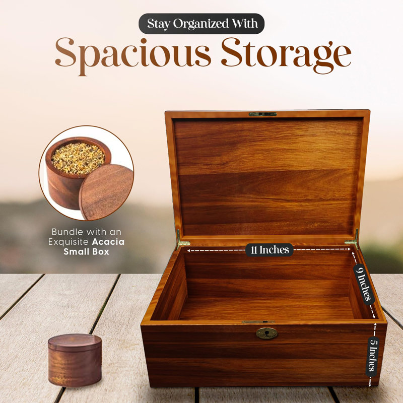 Wooden Keepsake Box with Hinged Lid & Locking Key