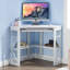 Bureau d'ordinateur de coin - Table triangulaire compacte blanche avec plateau à clavier lisse et tablettes de rangement pour bureau et bureau
