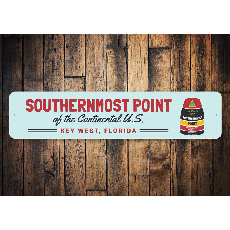 Enseigne en aluminium Southernmost Point Key West, H 4 po x l 18 po x P 0,04 po