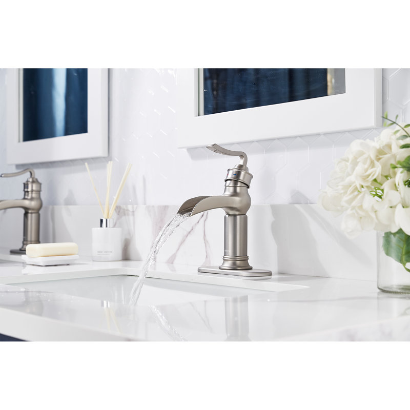 Single-handle Bathroom Faucet with Drain Assembly, Brushed Nickel 