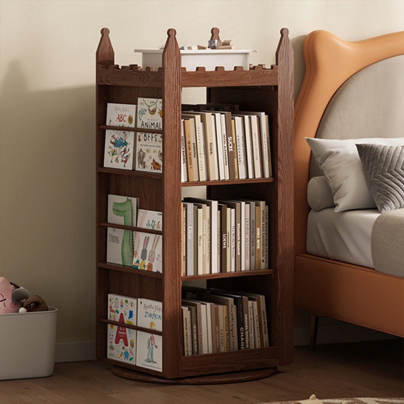Bibliothèque rotative en bois massif Nut-Brown