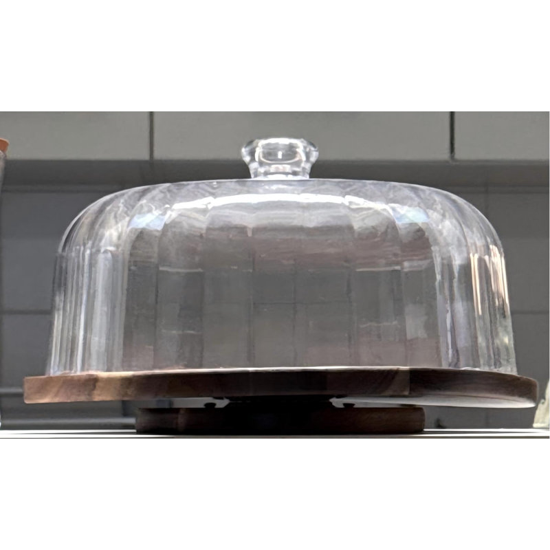 Présentoir à gâteaux en bois d'acacia avec couvercle - Présentoir à gâteaux rotatif 11,8 po