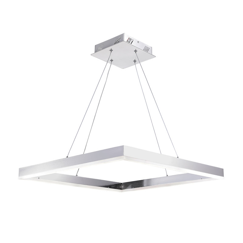 Lustre carré transitionnel à DEL argenté