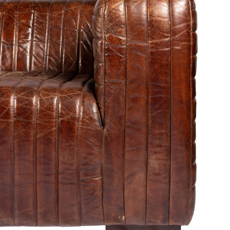 Canapé Betsey, Cuir véritable brun