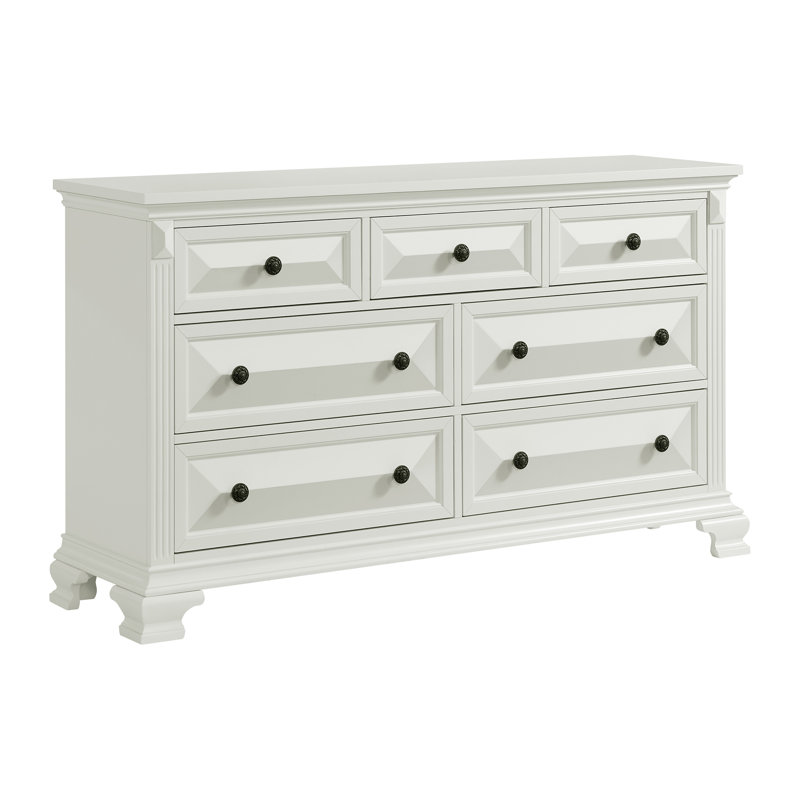 Commode 7 tiroirs Alcott Hill® Daryel, Blanc antique