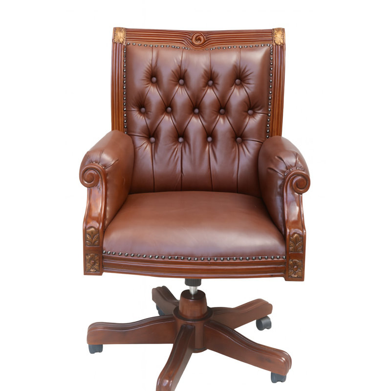 Chaise de bureau en cuir naturel
