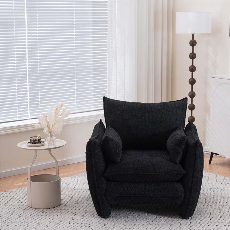 Chaise rembourrée en chenille, Noir
