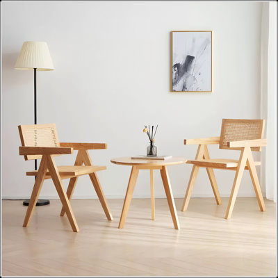 Ensemble de chaises de salle à manger modernes en rotin de style milieu du siècle avec accoudoirs pour des solutions d'assise confortables et polyvalentes à l'intérieur comme à l'extérieur