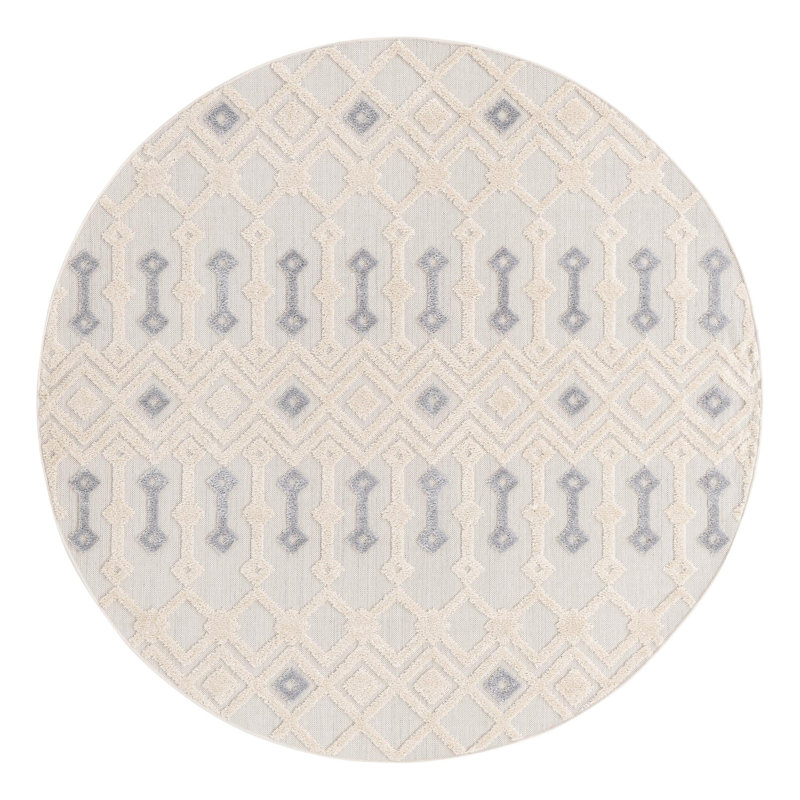 Beige Groton / gris, Rond 7 pi