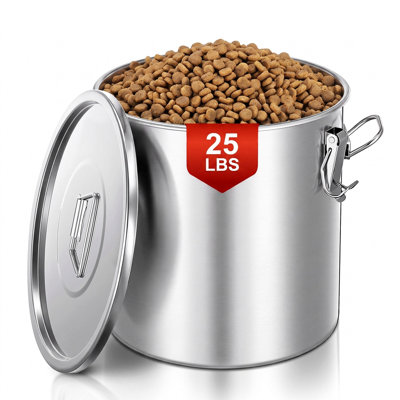 25LBS Pet Food Storage Container Stainless Steel for Dog Food, Cat Food, and Bird Feed