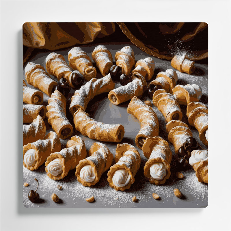 Desserts Cannoli Black Metal Wall Art, 32" H x 32" W