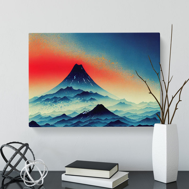 Sunset Japanese Mountain Painting Vol.3 - Wrapped Canvas