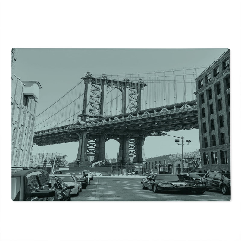 Planche à découper Ambesonne noir blanc grande taille Brooklyn New York gris anthracite blanc