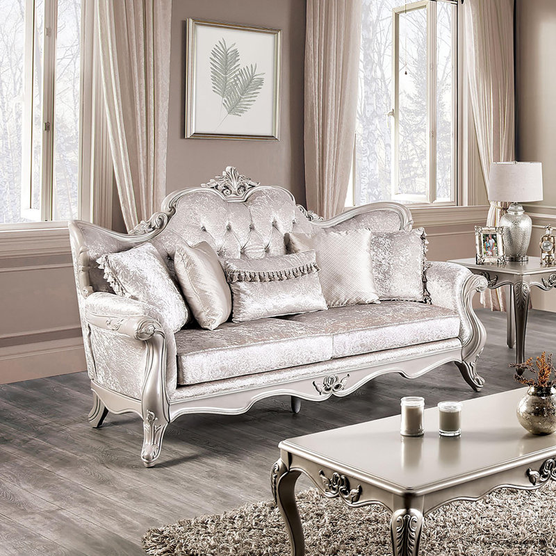 Tarver Upholstered 84.5'' Sofa, White, White Polyester